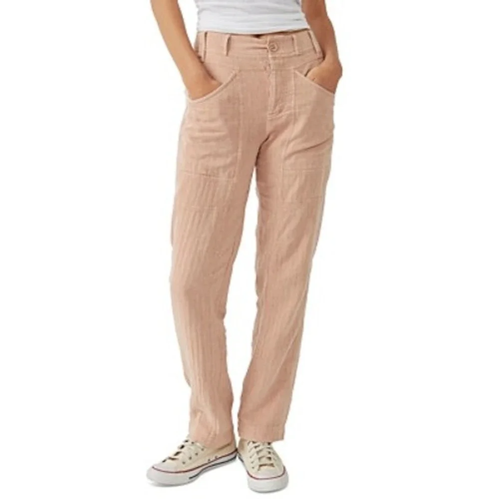 Free People Womens Big Hit Slouchy Pants‎ Utility Cargo Dusty Rose Tapered Large